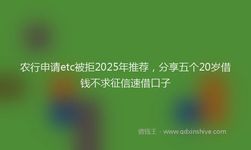 农行申请etc被拒2025年推荐，分享五个20岁借钱不求征信速借口子