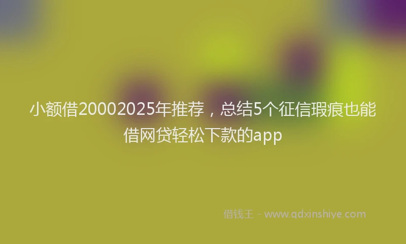小额借20002025年推荐，总结5个征信瑕疵也能借网贷轻松下款的app