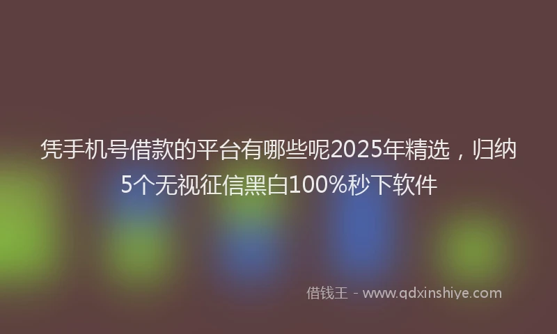 凭手机号借款的平台有哪些呢2025年精选，归纳5个无视征信黑白100%秒下软件