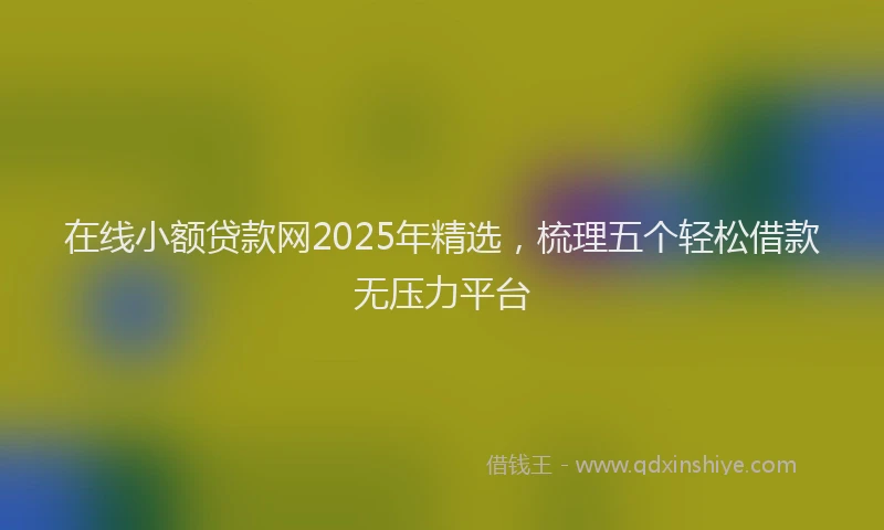 在线小额贷款网2025年精选，梳理五个轻松借款无压力平台