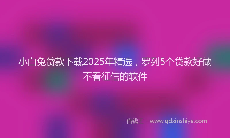 小白兔贷款下载2025年精选，罗列5个贷款好做不看征信的软件