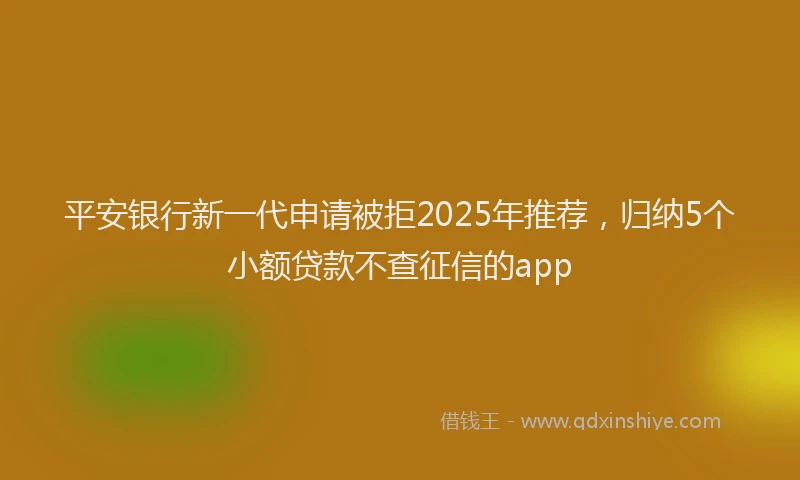 平安银行新一代申请被拒2025年推荐，归纳5个小额贷款不查征信的app