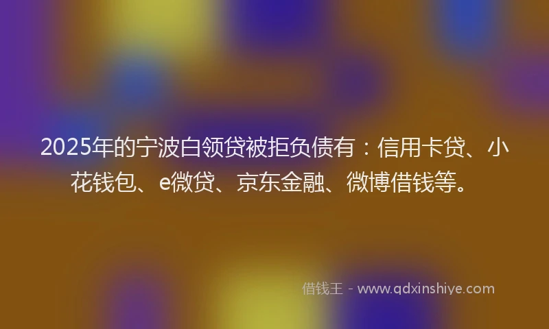 2025年的宁波白领贷被拒负债有：信用卡贷、小花钱包、e微贷、京东金融、微博借钱等。