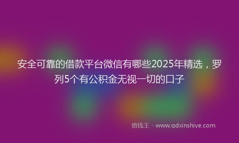 安全可靠的借款平台微信有哪些2025年精选，罗列5个有公积金无视一切的口子