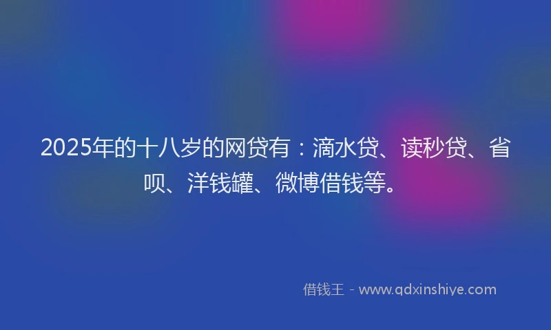 2025年的十八岁的网贷有：滴水贷、读秒贷、省呗、洋钱罐、微博借钱等。