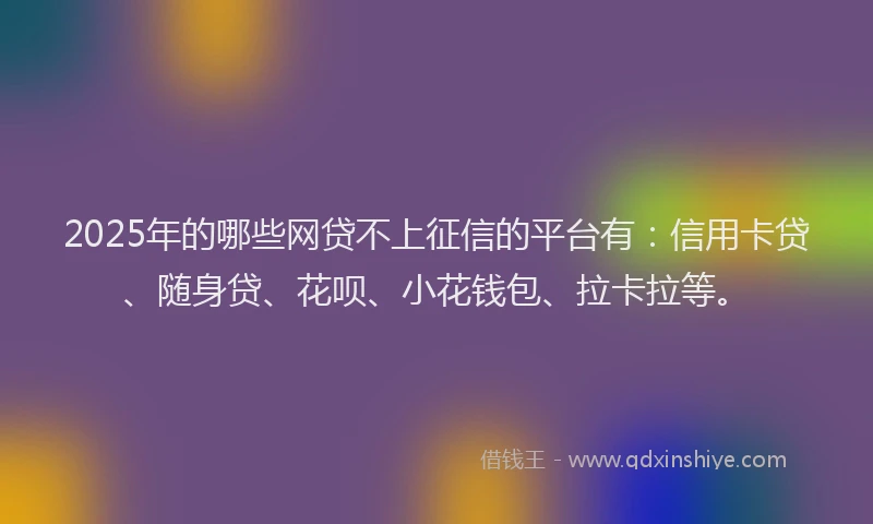 2025年的哪些网贷不上征信的平台有：信用卡贷、随身贷、花呗、小花钱包、拉卡拉等。