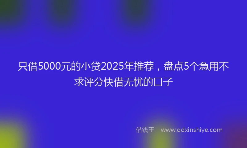 只借5000元的小贷2025年推荐，盘点5个急用不求评分快借无忧的口子
