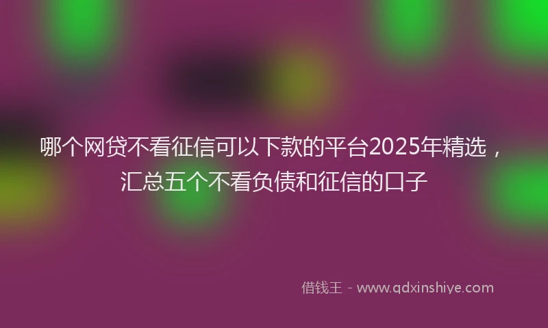 哪个网贷不看征信可以下款的平台2025年精选，汇总五个不看负债和征信的口子