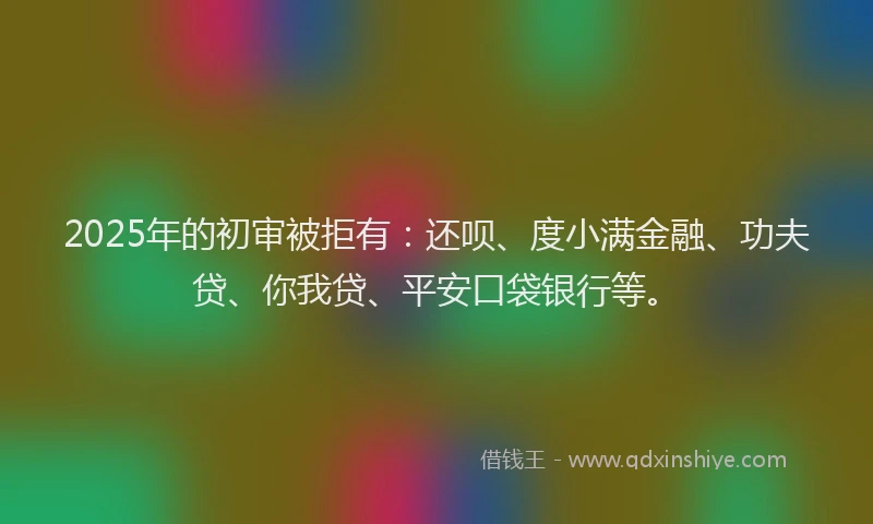 2025年的初审被拒有：还呗、度小满金融、功夫贷、你我贷、平安口袋银行等。