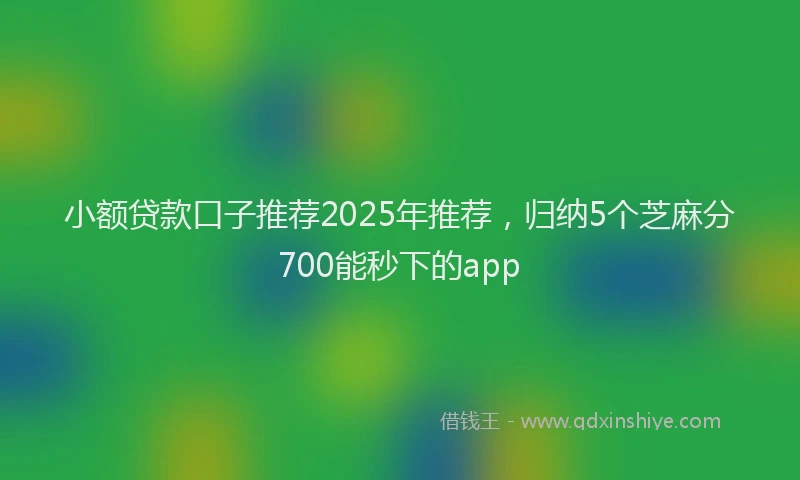 小额贷款口子推荐2025年推荐，归纳5个芝麻分700能秒下的app