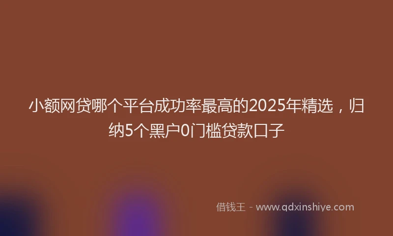 小额网贷哪个平台成功率最高的2025年精选，归纳5个黑户0门槛贷款口子