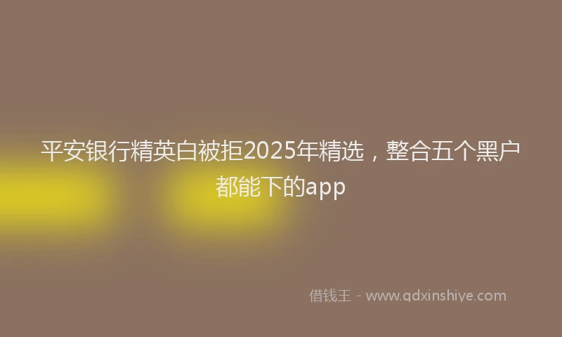 平安银行精英白被拒2025年精选，整合五个黑户都能下的app