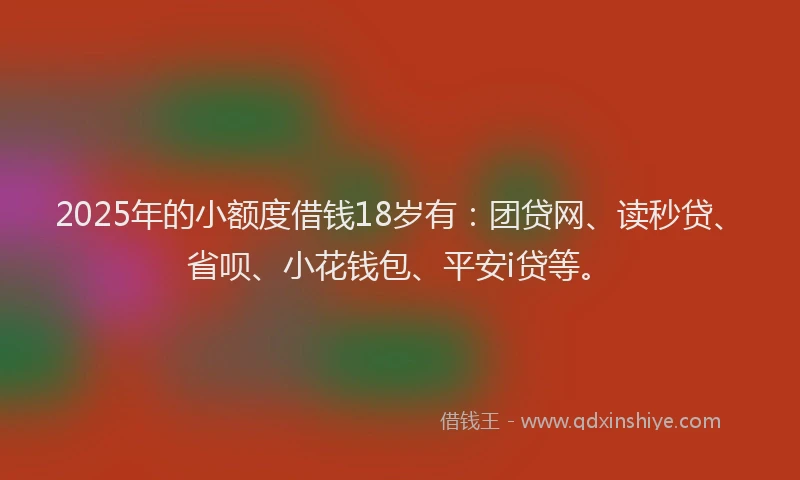 2025年的小额度借钱18岁有：团贷网、读秒贷、省呗、小花钱包、平安i贷等。