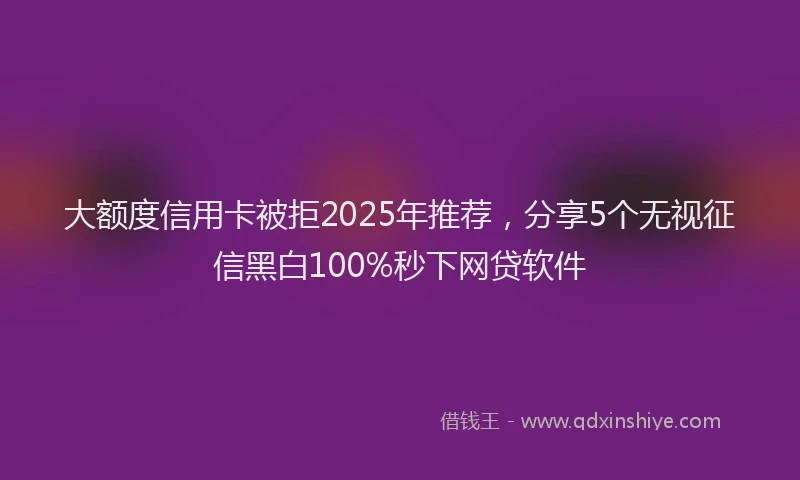 大额度信用卡被拒2025年推荐，分享5个无视征信黑白100%秒下网贷软件