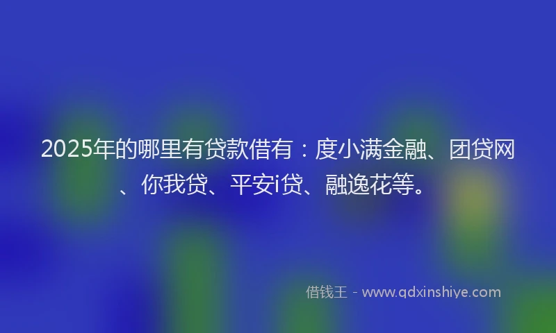 2025年的哪里有贷款借有：度小满金融、团贷网、你我贷、平安i贷、融逸花等。