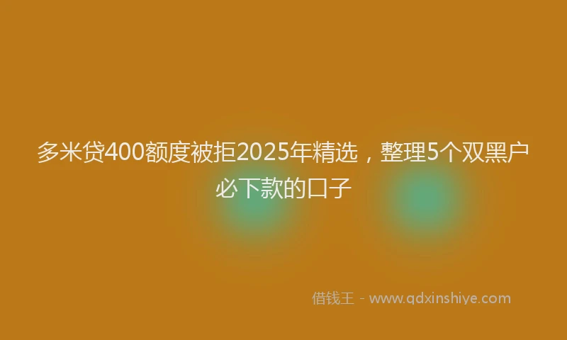 多米贷400额度被拒2025年精选，整理5个双黑户必下款的口子