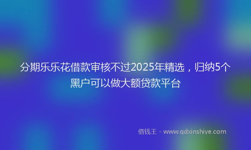 分期乐乐花借款审核不过2025年精选，归纳5个黑户可以做大额贷款平台