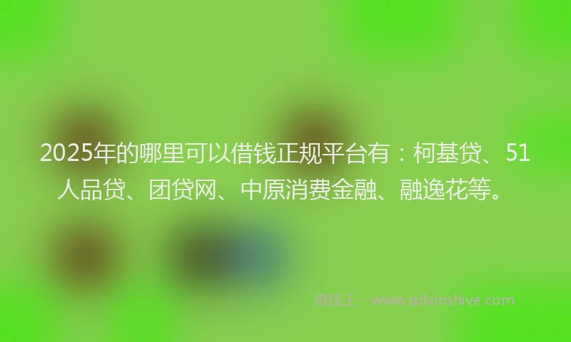 2025年的哪里可以借钱正规平台有：柯基贷、51人品贷、团贷网、中原消费金融、融逸花等。