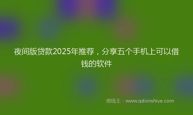 夜间版贷款2025年推荐，分享五个手机上可以借钱的软件