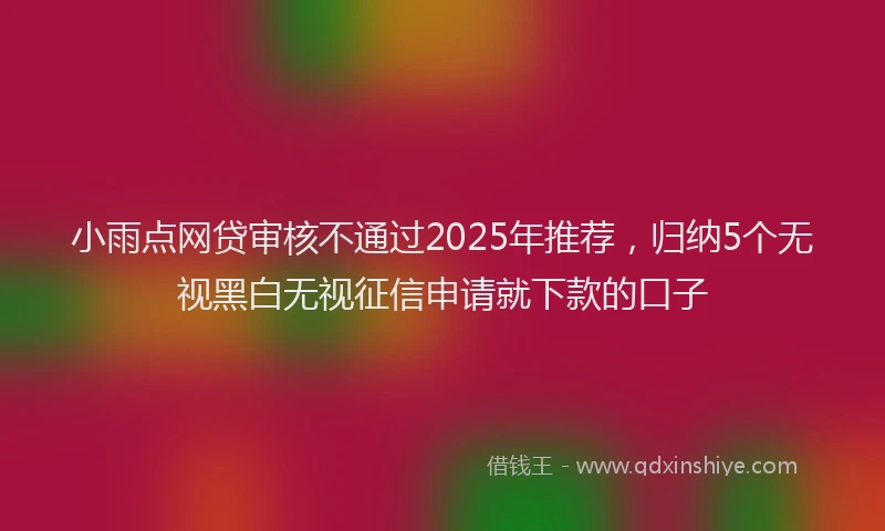 小雨点网贷审核不通过2025年推荐，归纳5个无视黑白无视征信申请就下款的口子