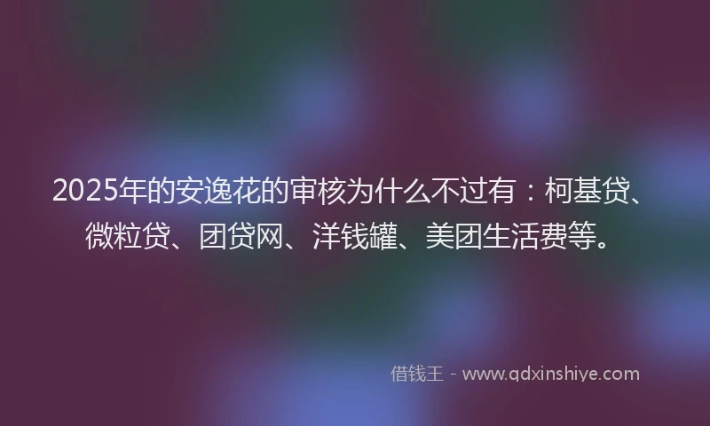 2025年的安逸花的审核为什么不过有：柯基贷、微粒贷、团贷网、洋钱罐、美团生活费等。