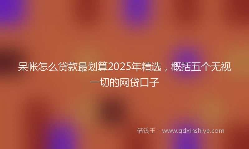呆帐怎么贷款最划算2025年精选，概括五个无视一切的网贷口子