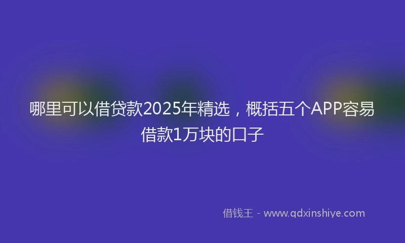 哪里可以借贷款2025年精选，概括五个APP容易借款1万块的口子