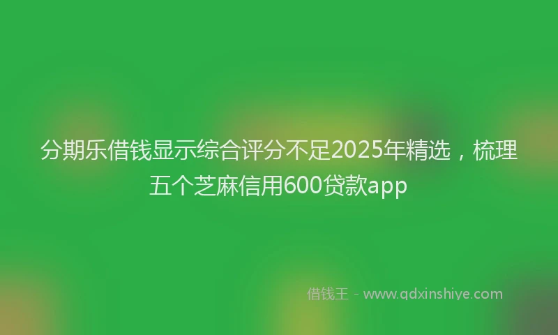 分期乐借钱显示综合评分不足2025年精选，梳理五个芝麻信用600贷款app