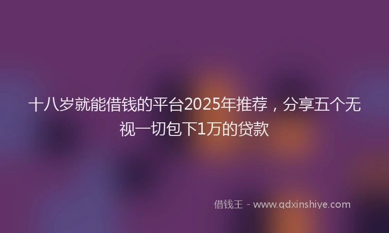 十八岁就能借钱的平台2025年推荐，分享五个无视一切包下1万的贷款
