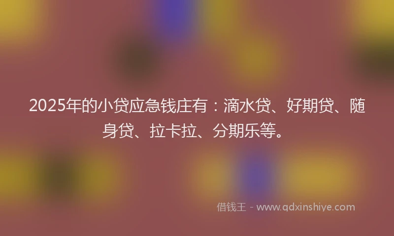 2025年的小贷应急钱庄有：滴水贷、好期贷、随身贷、拉卡拉、分期乐等。
