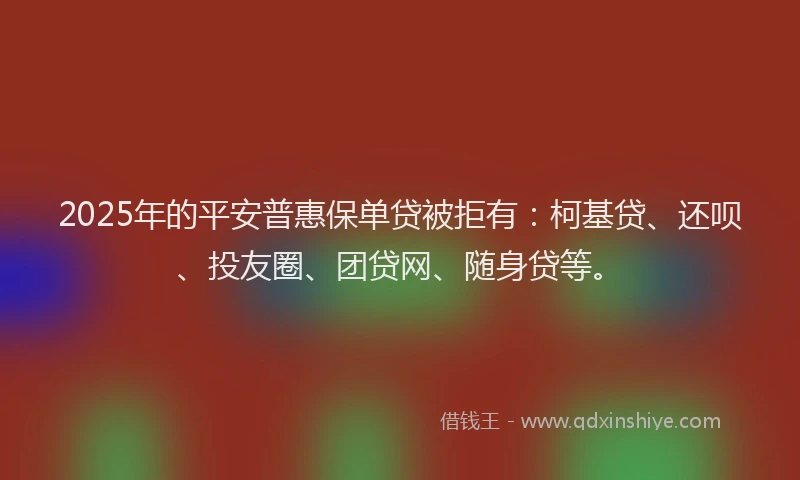 2025年的平安普惠保单贷被拒有：柯基贷、还呗、投友圈、团贷网、随身贷等。
