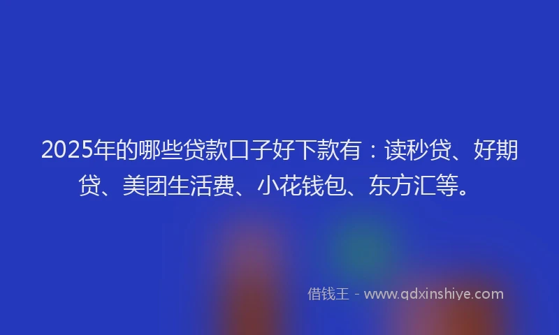 2025年的哪些贷款口子好下款有：读秒贷、好期贷、美团生活费、小花钱包、东方汇等。