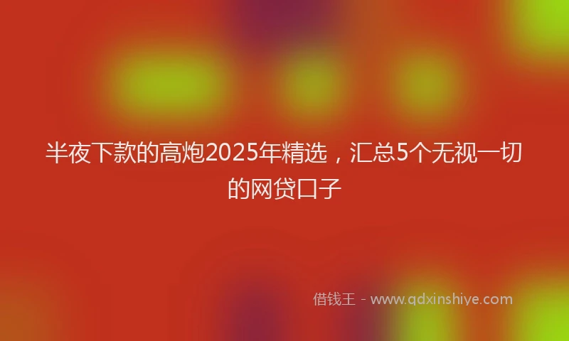半夜下款的高炮2025年精选，汇总5个无视一切的网贷口子