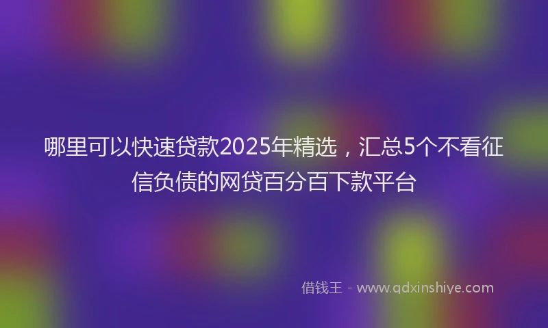 哪里可以快速贷款2025年精选，汇总5个不看征信负债的网贷百分百下款平台