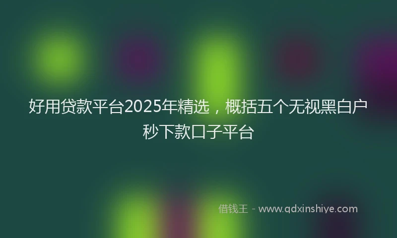 好用贷款平台2025年精选，概括五个无视黑白户秒下款口子平台