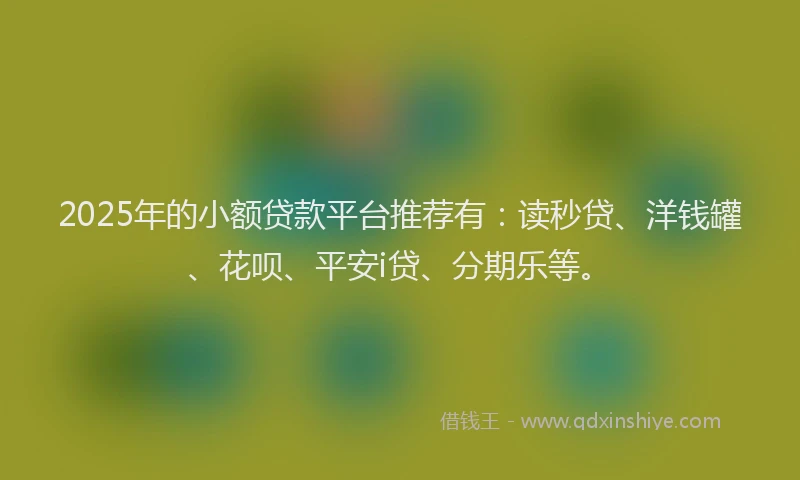 2025年的小额贷款平台推荐有：读秒贷、洋钱罐、花呗、平安i贷、分期乐等。