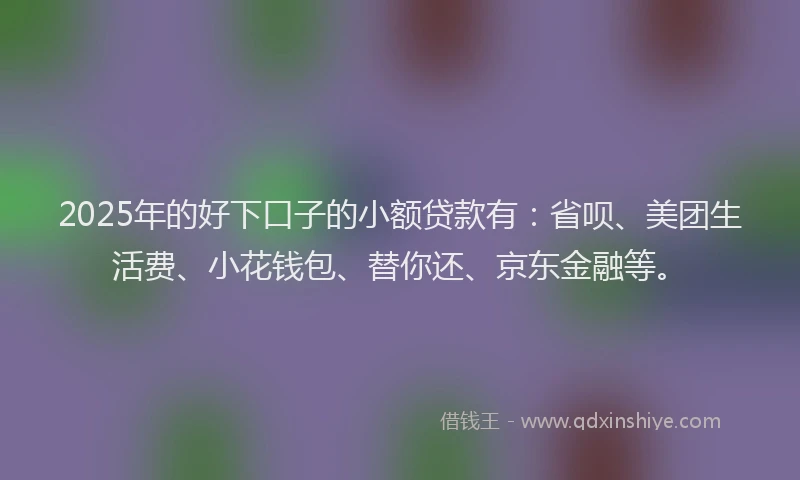 2025年的好下口子的小额贷款有：省呗、美团生活费、小花钱包、替你还、京东金融等。