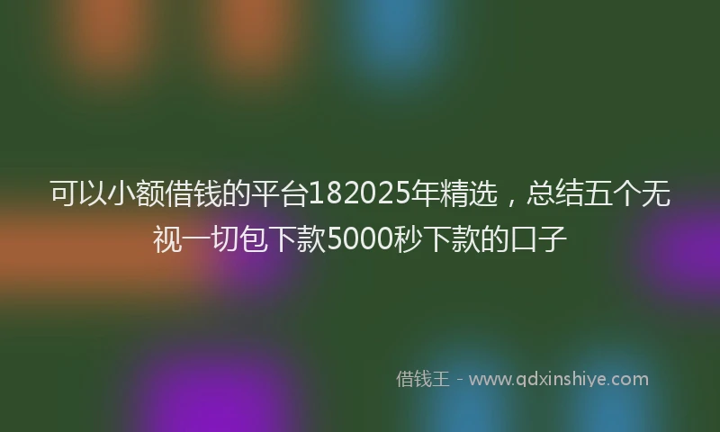 可以小额借钱的平台182025年精选，总结五个无视一切包下款5000秒下款的口子