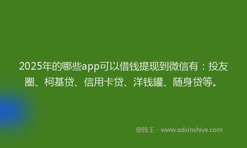 2025年的哪些app可以借钱提现到微信有：投友圈、柯基贷、信用卡贷、洋钱罐、随身贷等。
