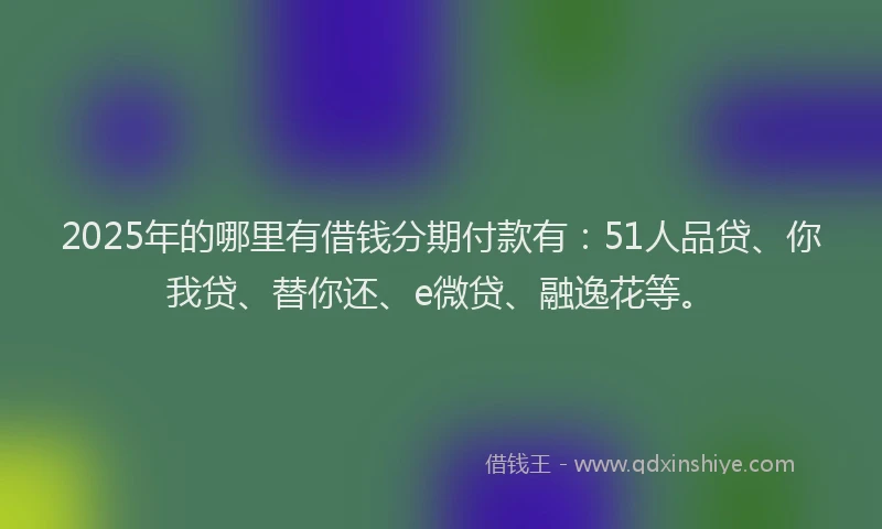 2025年的哪里有借钱分期付款有：51人品贷、你我贷、替你还、e微贷、融逸花等。