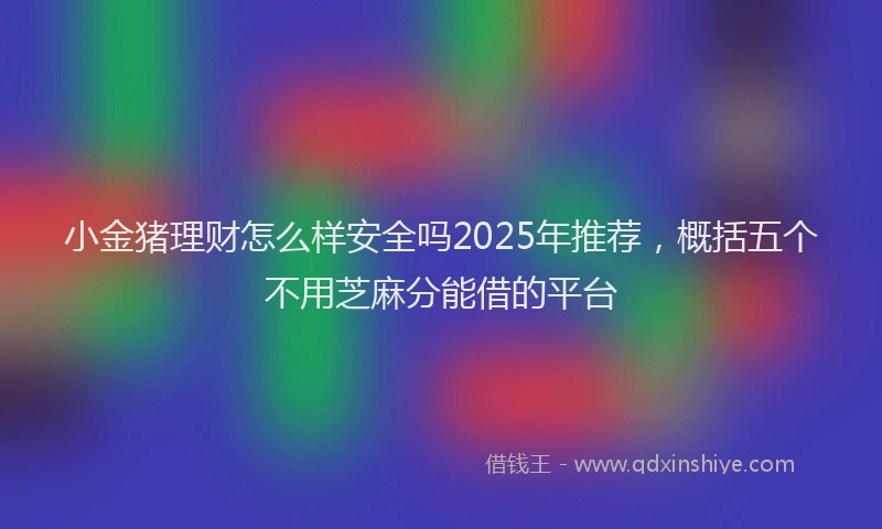 小金猪理财怎么样安全吗2025年推荐，概括五个不用芝麻分能借的平台