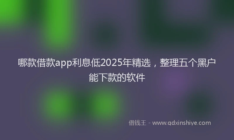 哪款借款app利息低2025年精选，整理五个黑户能下款的软件