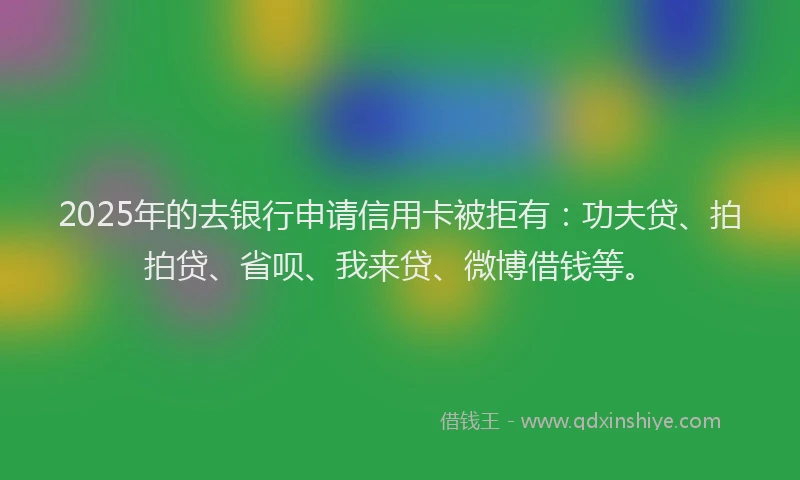 2025年的去银行申请信用卡被拒有：功夫贷、拍拍贷、省呗、我来贷、微博借钱等。
