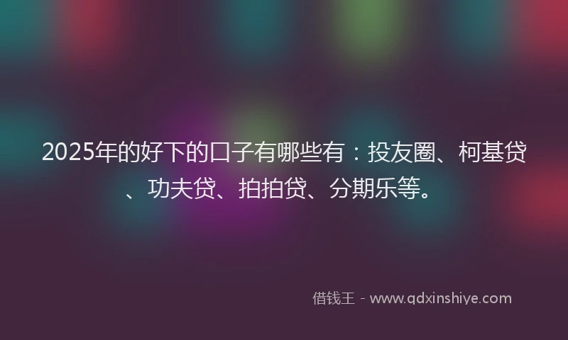 2025年的好下的口子有哪些有：投友圈、柯基贷、功夫贷、拍拍贷、分期乐等。