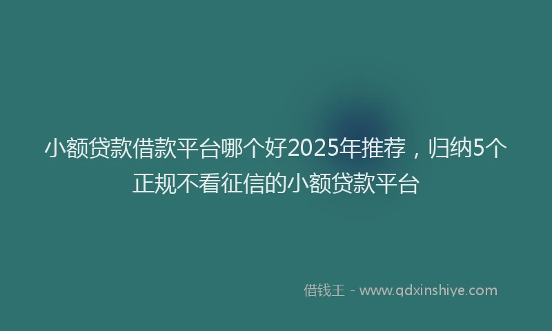小额贷款借款平台哪个好2025年推荐，归纳5个正规不看征信的小额贷款平台