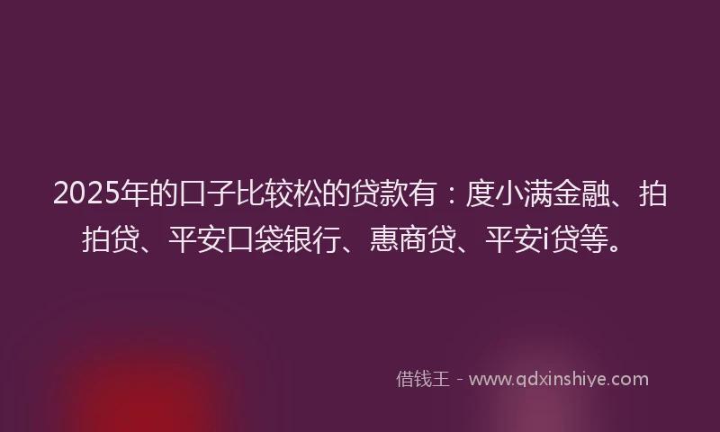 2025年的口子比较松的贷款有：度小满金融、拍拍贷、平安口袋银行、惠商贷、平安i贷等。