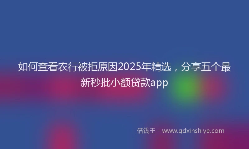 如何查看农行被拒原因2025年精选，分享五个最新秒批小额贷款app