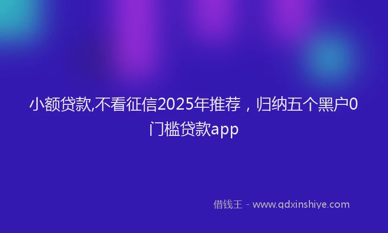小额贷款,不看征信2025年推荐，归纳五个黑户0门槛贷款app