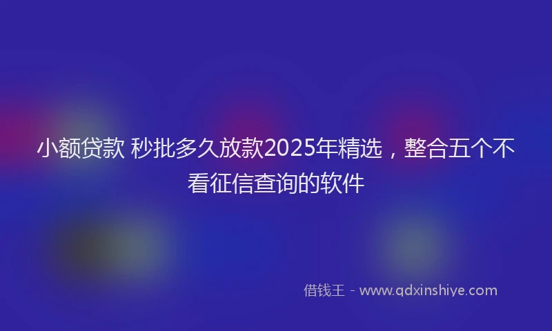 小额贷款 秒批多久放款2025年精选，整合五个不看征信查询的软件