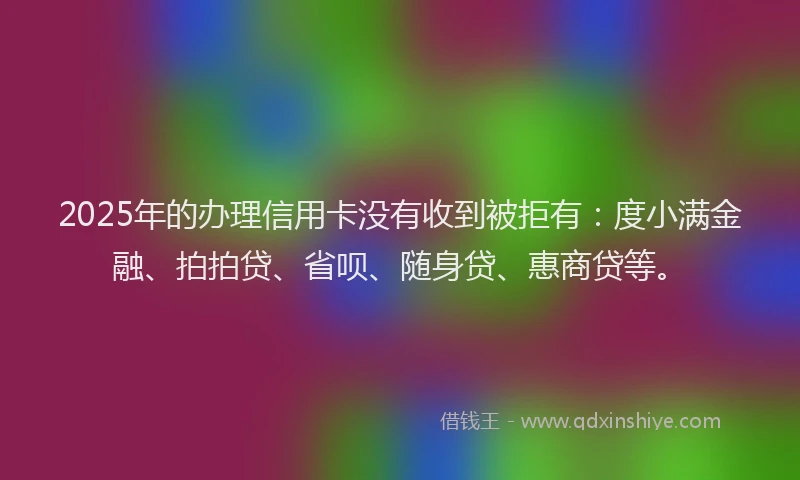 2025年的办理信用卡没有收到被拒有：度小满金融、拍拍贷、省呗、随身贷、惠商贷等。